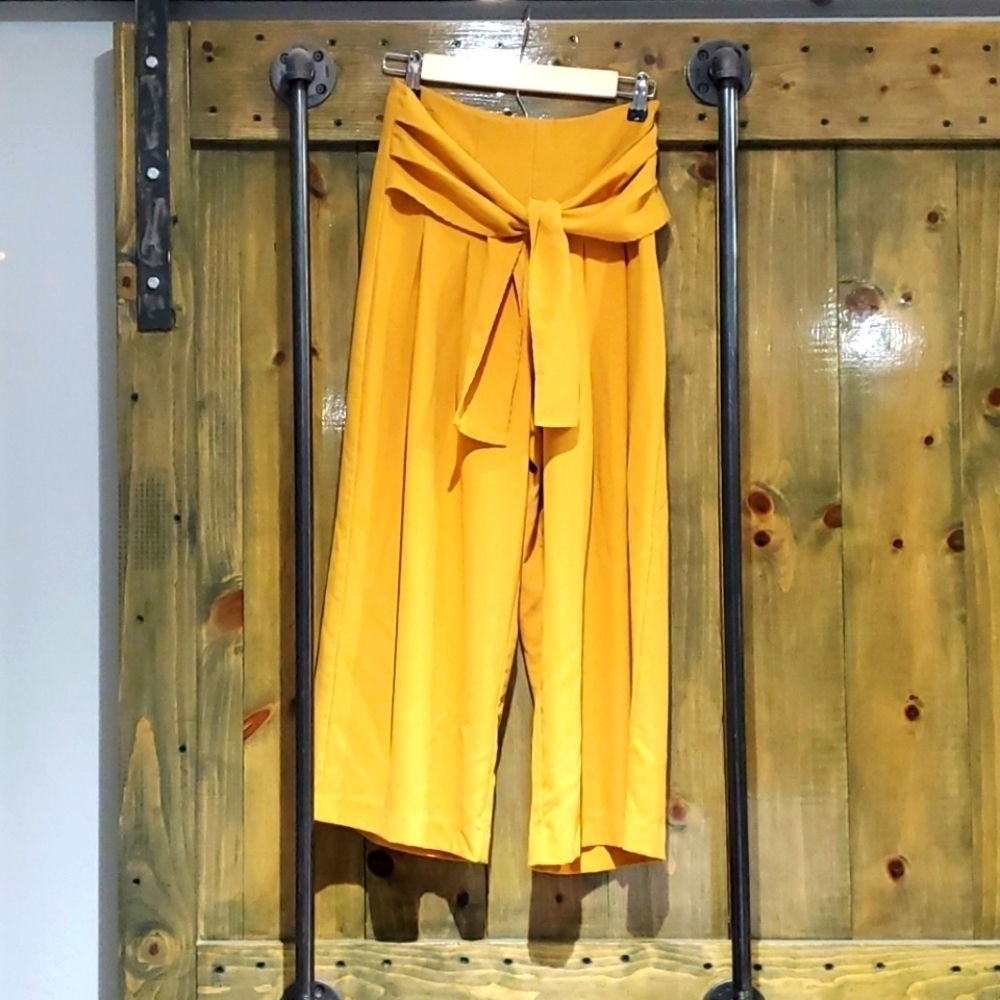 MUSTARD YELLOW MOON RIVER WIDE LEG PANTS Career Office Dressy Statement